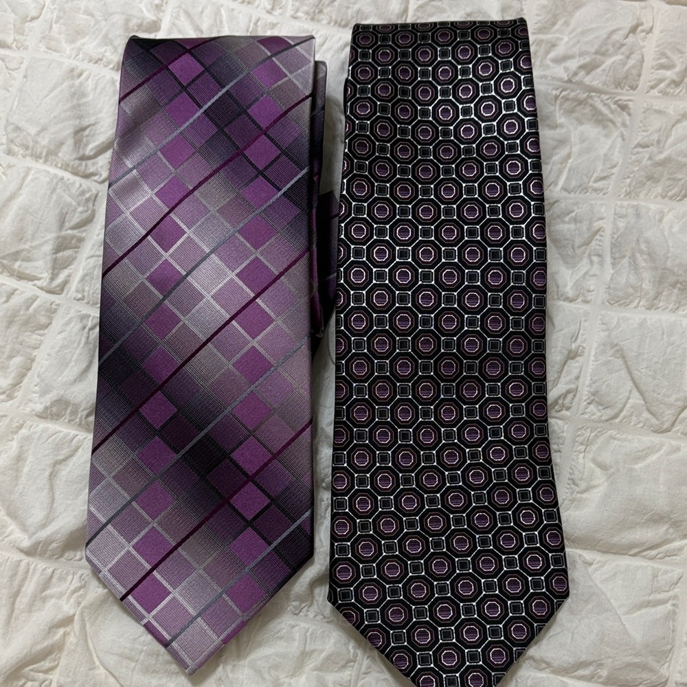 Bundle Purple color hues Patterned silk Ties Set of 2 formal career